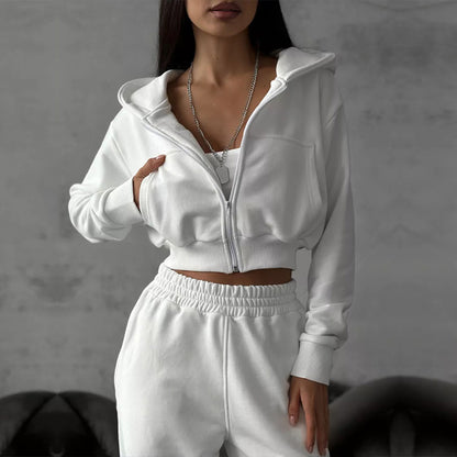 Women’s sporty cropped top and wide leisure pants set Chic and Style