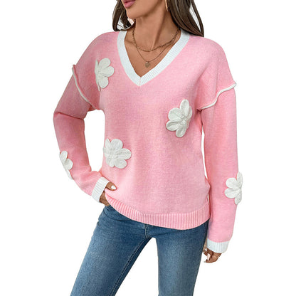 Pull femme décontracté avec des applications florales Chic und Stil