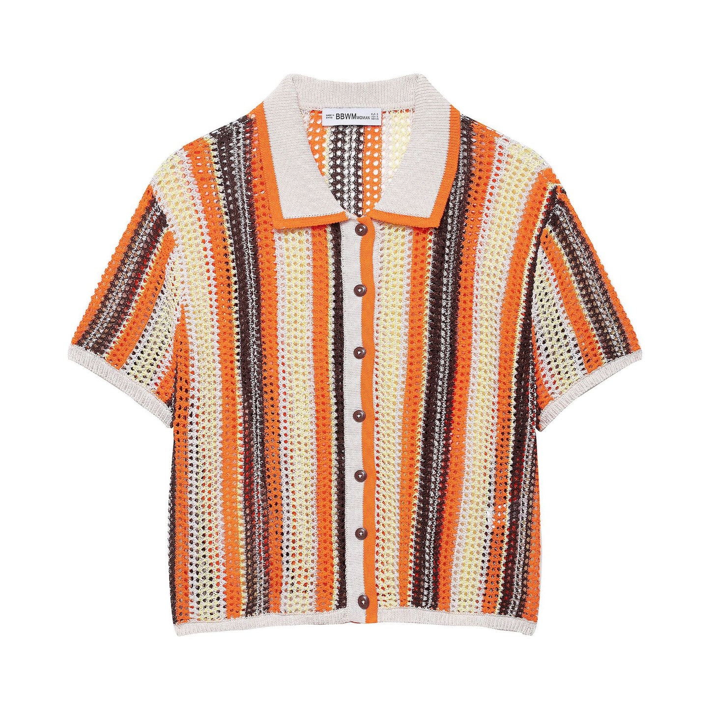 Chemise en tricot épais pour femmes avec manches courtes et rayures contrastées Chic und Stil