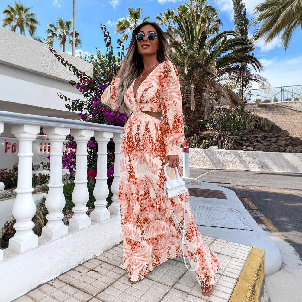 Robe maxi femme avec coupe ludique et design floral Chic und Stil