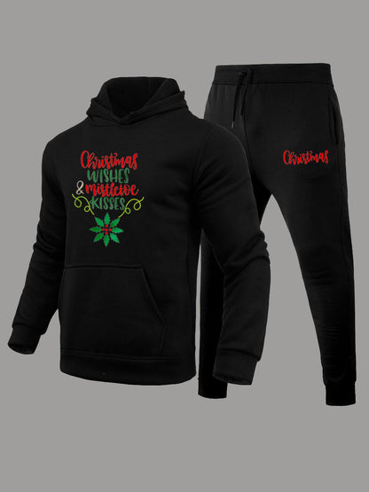 Men's cozy hoodie and jogger pants set with festive Christmas pattern Chic and Style