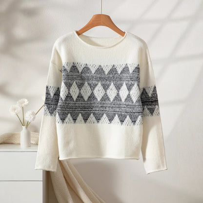 Pull femme en tricot avec un motif de vagues moderne et une coupe agréable Chic und Stil