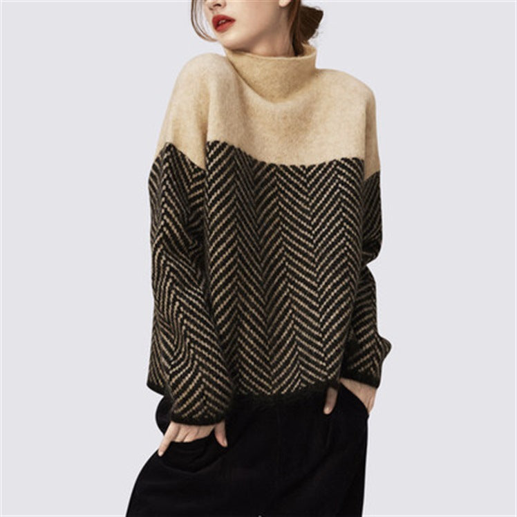 Pull en tricot confortable pour femmes avec un motif zigzag à la mode Chic und Stil