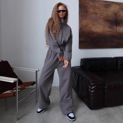 Combinaison en polaire pour femmes avec col montant et fermeture éclair Chic und Stil