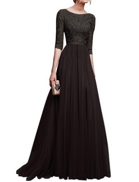 Robe de soirée élégante pour femmes avec dentelle de haute qualité et jupe fluide Chic und Still