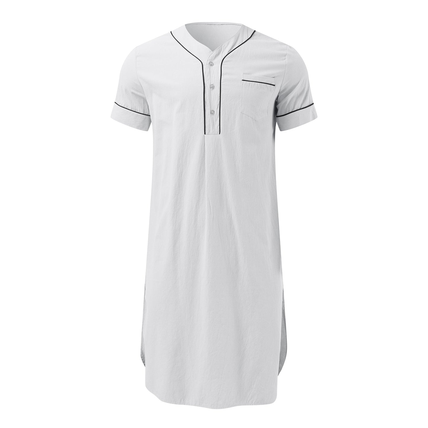 Robe courte à manches courtes pour femmes avec un col montant moderne et une patte de boutonnage pratique Chic und Stil