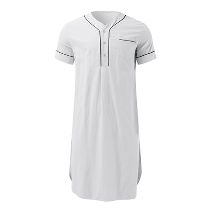 Robe courte à manches courtes pour femmes avec un col montant moderne et une patte de boutonnage pratique Chic und Stil