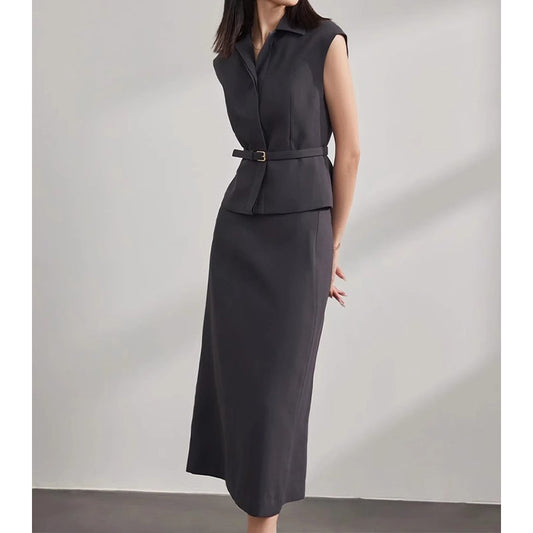 Robe midi ajustée pour femme avec ceinture Chic und Stil