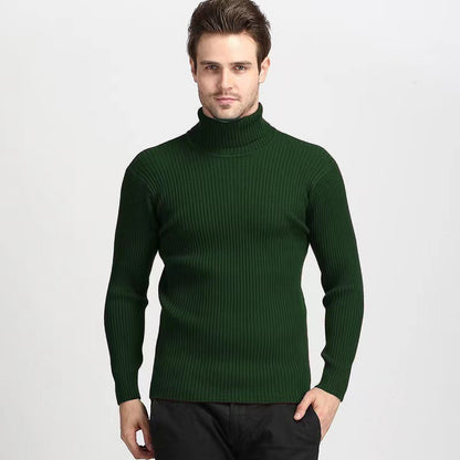 Pull à col roulé pour hommes en fine maille côtelée Chic und Stil