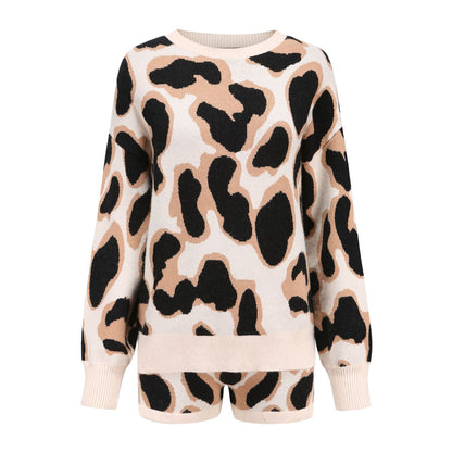 Pull en tricot confortable pour femmes à motif léopard Chic und Stil