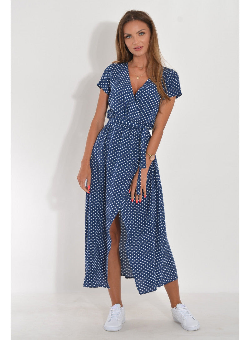 Robe maxi enroulée florale bohème pour femmes Chic und Stil