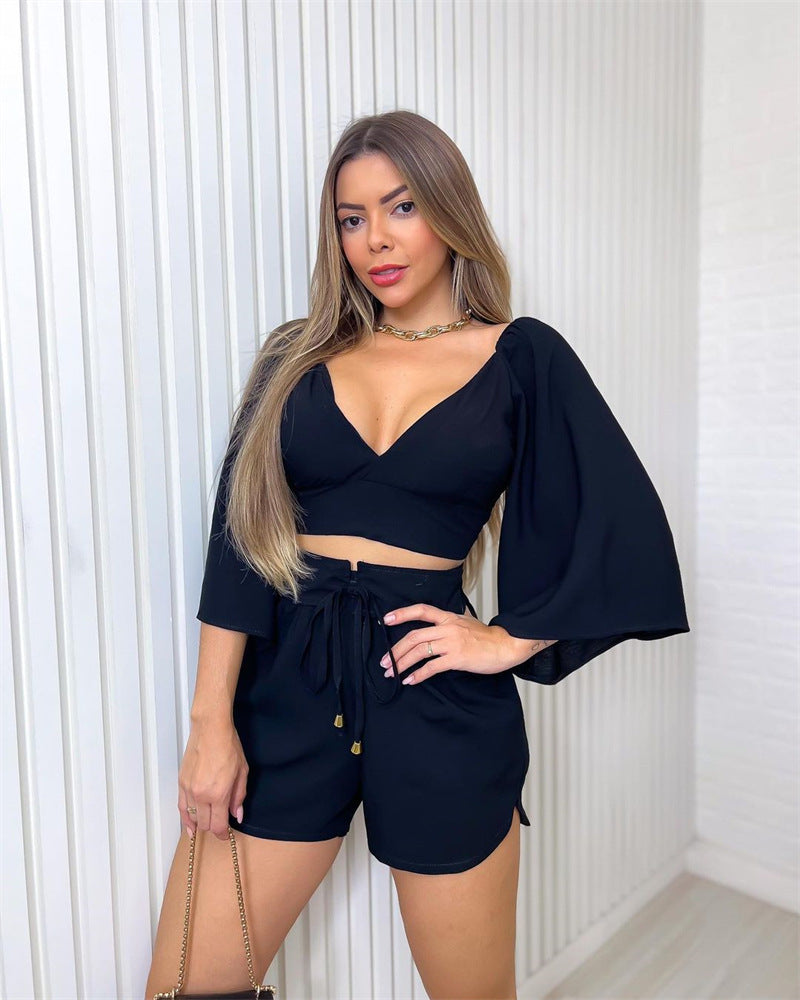 Dames ensemble élégant court haut et short Chic und Stil