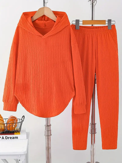 Chic and Style textured design casual sweatshirt and pants set for women