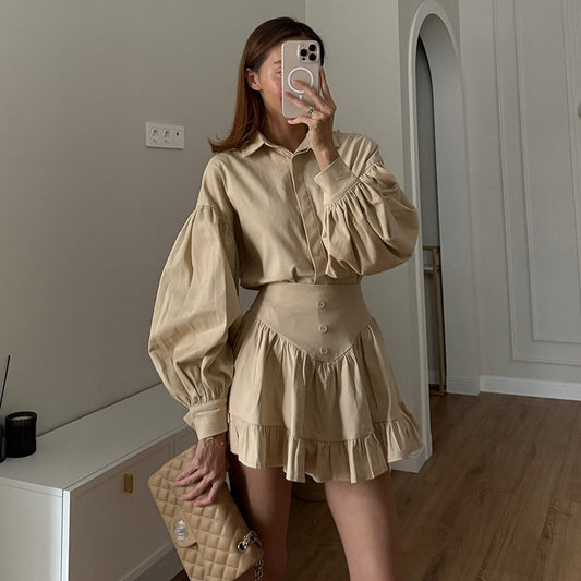 Dames blouse-jupe combinaison avec volants Chic und Stil