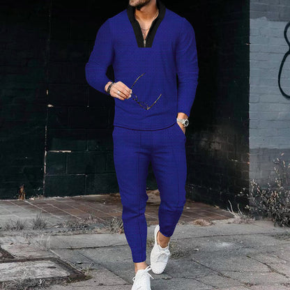 Men Elegant Casual Set with Structured Top and Matching Pants Chic and Style