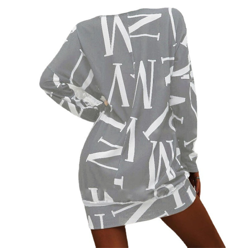 Robe mini décontractée pour femmes avec imprimé graphique et manches longues Chic und Stil