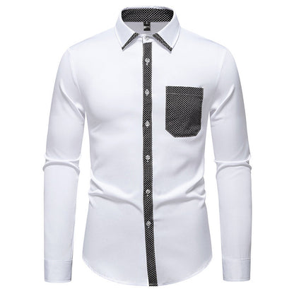 Chemise à manches longues pour hommes avec col contrasté et poche poitrine tendance Chic und Stil