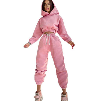 Dames décontracté ensemble de sweat en fleece avec taille haute et cordon Chic und Stil