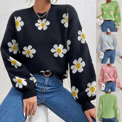 Pull femme avec motif floral et manches volumineuses Chic und Stil