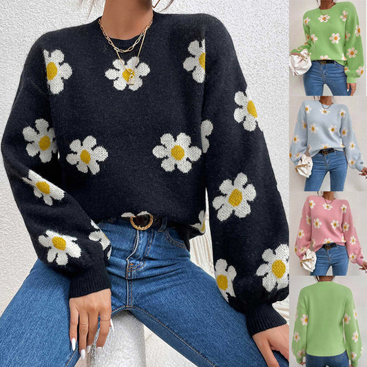 Pull femme avec motif floral et manches volumineuses Chic und Stil