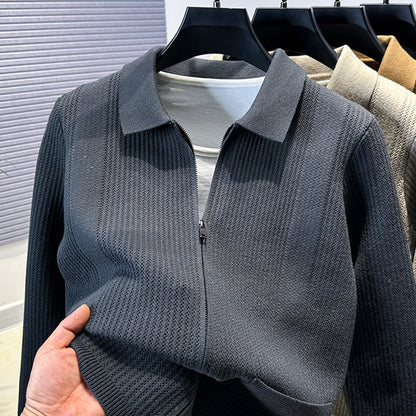 Pull femme avec fermeture éclair texturée et col classique Chic und Stil