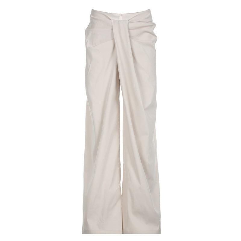Dames Élégant Pantalon Palazzo Taille Haute Plissé Chic und Stil