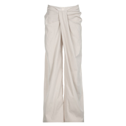 Dames Élégant Pantalon Palazzo Taille Haute Plissé Chic und Stil