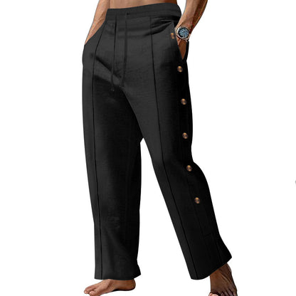 Pantalon d'été décontracté pour homme avec boutons latéraux et taille élastique Chic und Stil