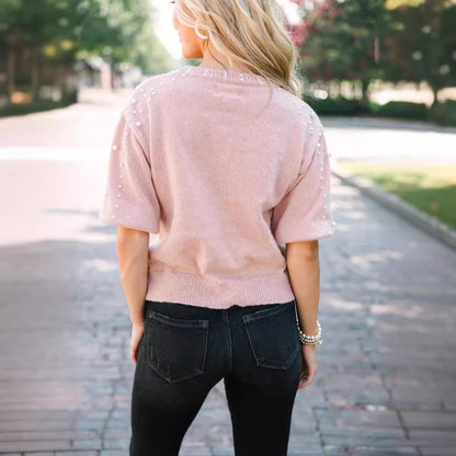 Dames Pull en tricot élégant avec appliques en perles Chic und Stil