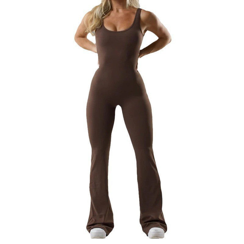 Women's Flared Sport Jumpsuit with Soft Material - Chic and Stylish