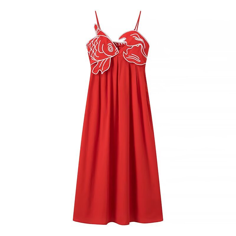 Robe maxi pour femmes avec un design en filet de pêche ludique et des bretelles spaghetti ajustables Chic und Stil