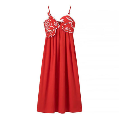 Robe maxi pour femmes avec un design en filet de pêche ludique et des bretelles spaghetti ajustables Chic und Stil