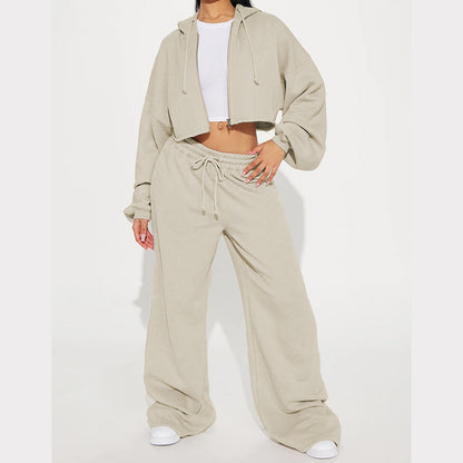 Chic and Style relaxed women's cropped hoodie set and relaxed leisure pants