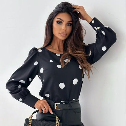 Blouse pour femmes avec manches bouffantes et pois Chic und Stil