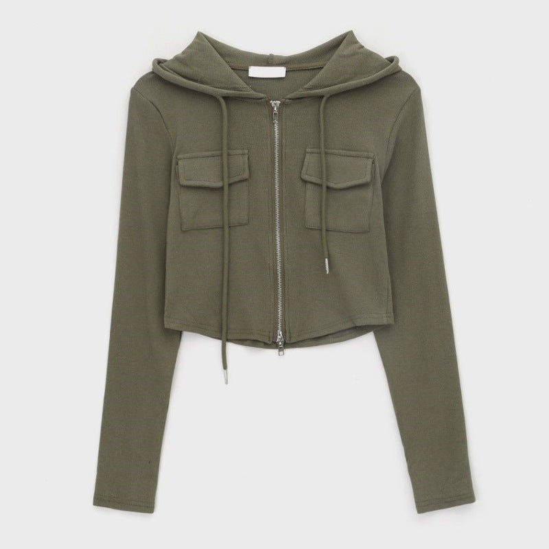 Veste de loisirs courte pour femme avec fermeture éclair et capuche Chic & Stil