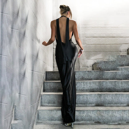 Robe de soirée en satin élégant pour femmes avec fente haute Chic und Stil