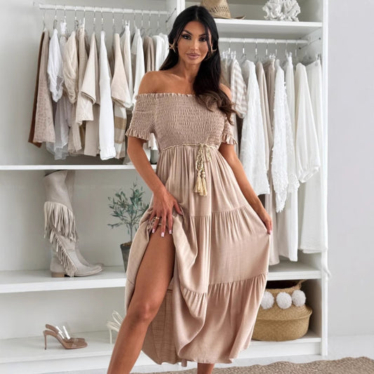 Robe maxi off-shoulder romantique pour femmes Chic und Stil