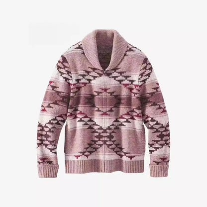 Dames gilet confortable avec col haut et motif géométrique Chic und Stil