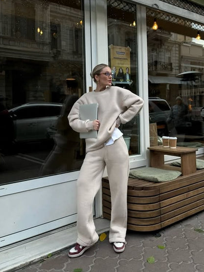 Ensemble de pull décontracté pour femmes et pantalon large Chic und Stil