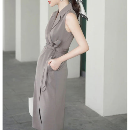 Robe midi enveloppante sans manches pour femmes Chic und Stil