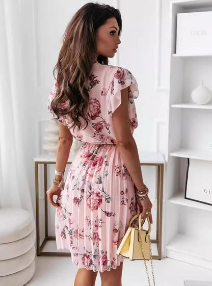 Women's Floral Dress with Ruffle Sleeves Chic and Stylish