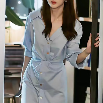 Robe chemise à boutons pour femmes avec taille nouée Chic und Stil