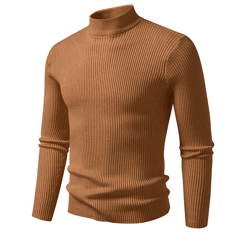 Pull à col roulé pour hommes en fine maille côtelée avec coupe ajustée Chic und Stil