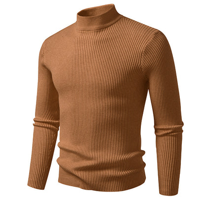 Pull à col roulé pour hommes en fine maille côtelée avec coupe ajustée Chic und Stil
