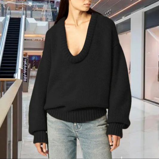 Pull en tricot pour femmes avec décolleté en V et coupe décontractée Chic und Stil
