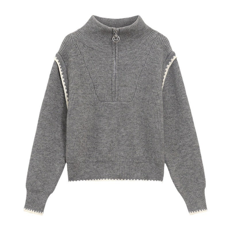 Pull femme tendance avec col montant et finitions de manches spéciales Chic und Stil