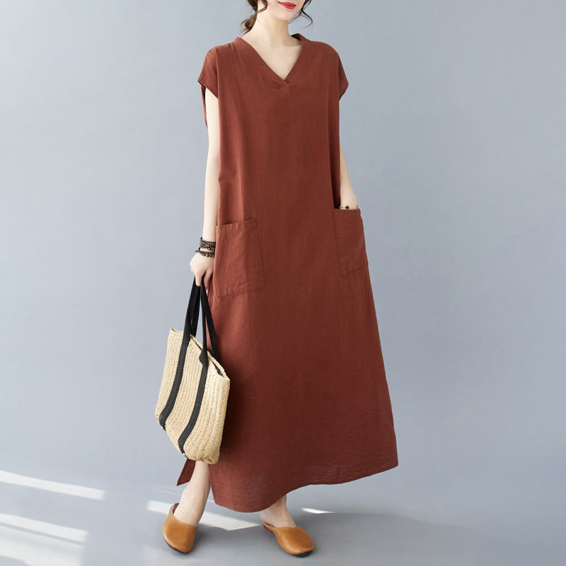 Dames grande taille poche maxi robe Chic und Stil