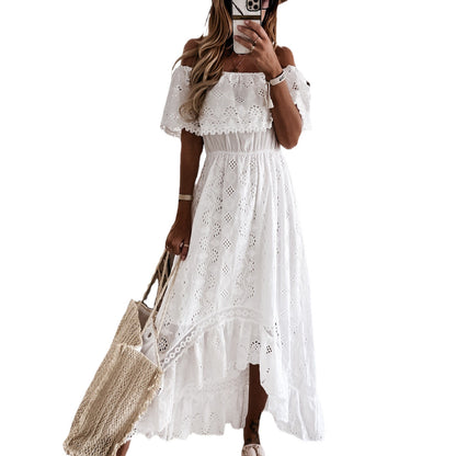 Robe Maxi en dentelle Off-Shoulder pour femmes Chic und Stil