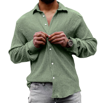 Chemise décontractée à manches longues pour hommes en tissu texturé et au look moderne Chic und Stil