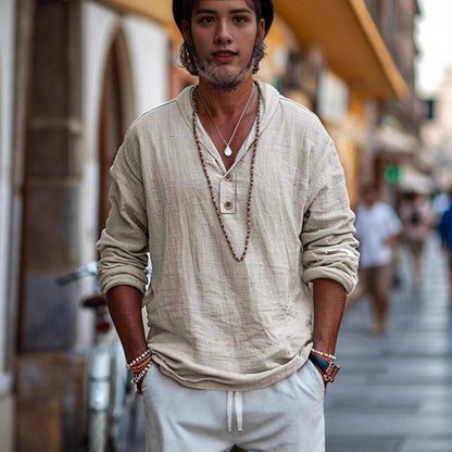 Chemise décontractée à manches longues pour hommes avec boutonnage et coupe moderne Chic und Stil